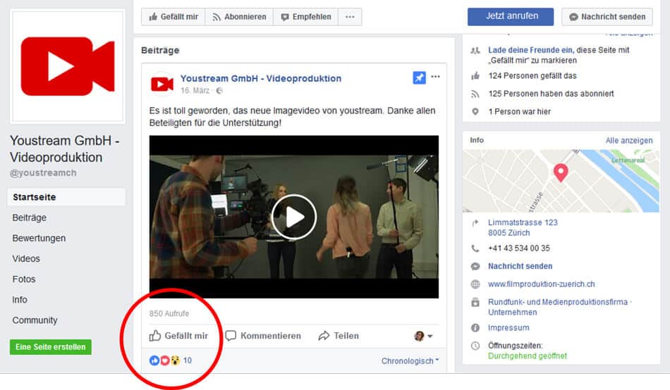 Screenshot Conversion bei einem Facebook-Video